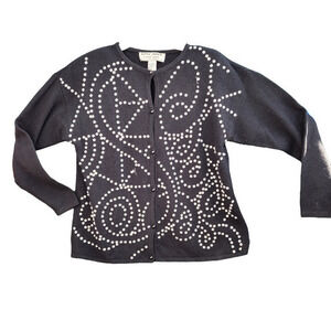 Vintage Kitty Hawk by Vivian Wang Rhinestone Embellished Angora Cardigan Sweater